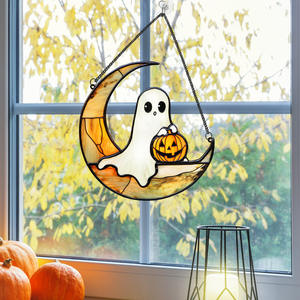 Nueva promoción, decoración para fiesta de Halloween, ventana del hogar, colgante de Metal, artesanías coloridas, cabeza de calabaza, bruja, suministros de ambiente de vacaciones, accesorios - Product Image 3