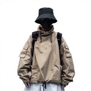 Veste softshell kaki à capuche pour homme, résistante à l'eau, coupe ample avec poches, vêtements d'extérieur - Product Image 1