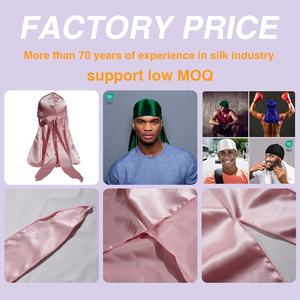 Alta calidad al por mayor de diseño personalizado 100% Mulberry Silk Durags Hip-Hop turbante suave gorro de dormir para hombres - Product Image 3