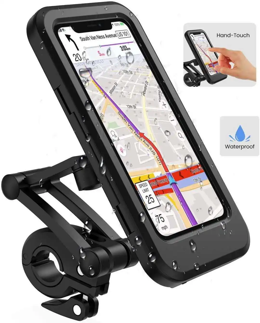 360 Degree Adjustable Phone Holder Cell Phone Support Mount Bracket for Motorcycle Bike GPS Phone Stand Mount Universal Bicycle
