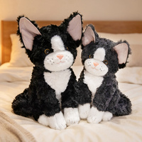 Peluche réaliste de chat tuxedo en deux couleurs et en différentes poses, idéale pour les enfants, la décoration intérieure et comme cadeau confortable