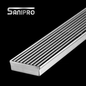 SANIPRO Modern Balcony Toilet Bathroom Anti Odor Shower Channel Wedge Wire Grate Floor Drain Stainless Steel Linear Drains
