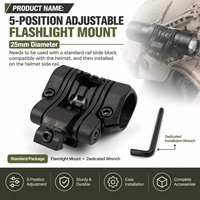 Support de lampe torche tactique réglable 25 mm pour casque, pince de fixation à rail à angle de 180 degrés pour accessoires de casque d'extérieur