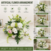 Arrangements floraux artificiels réalistes faits main en hortensias roses et verts pour mariages, centres de table, baby showers et allées de fête