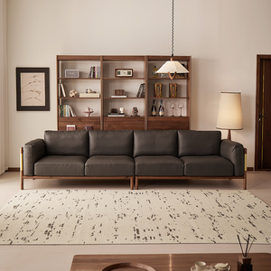 Divano in Legno Massello di Noce Nero a 4 Posti, Stile <span class=keywords><strong>Vintage</strong></span> Minimalista per Soggiorno, Vendita Diretta dalla Fabbrica - Product Image 2