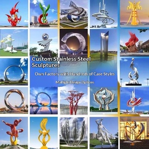 Escultura Moderna Personalizada de Acero Inoxidable con Acabado Espejo, Anillo Circular Iluminado, Ondas Lunares, Ciervo Metálico Hueco, Pabellón - Product Image 6