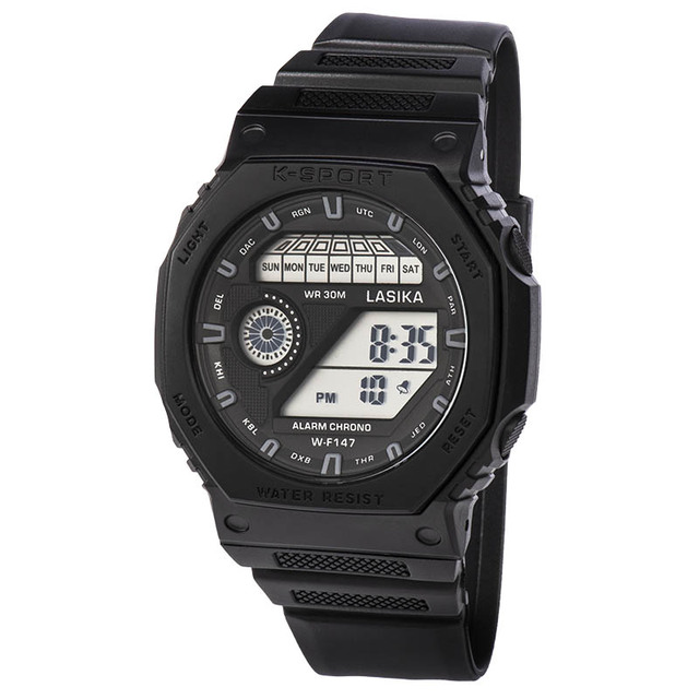LASIKA WF147 Men's Sport Digital Wrist Watches Hot Sale Thailand Wholesale Waterproof Round Case LED Display Tpu Band