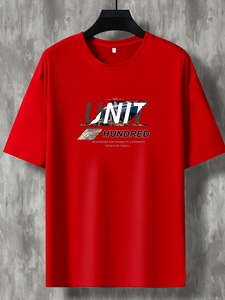 Camiseta de Satén de Manga Corta <span class=keywords><strong>para</strong></span> Hombre, Estilo Casual, Marca Americana, Cuello Redondo, Tallas Grandes, con Logotipo/Texto Impreso, Transpirable, de Secado Rápido, <span class=keywords><strong>para</strong></span> Primavera - Product Image 5
