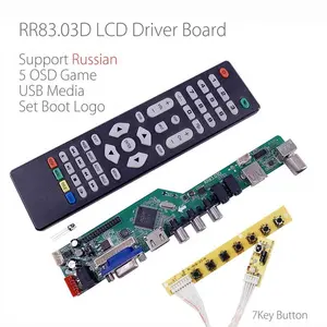 5 में बनाया-खेल RR83.03D यूनिवर्सल एलसीडी टीवी नियंत्रक चालक बोर्ड टीवी/ए वी/पीसी यूएसबी मीडिया रूसी भाषा सेट लोगो v56