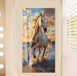 Maßgefertigtes 3D-Effekt Pferde-Kristallporzellan-Gemälde Große Wandkunst für Wohnzimmer Tableaux Mural Wohndekoration - Product Image 2