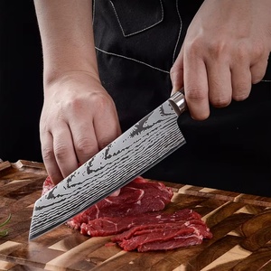 Couteau de cuisine en acier inoxydable à haute teneur en carbone, motif Damas, couteau de chef, ensemble de couteaux de cuisine professionnels avec manche en bois Pakka - Product Image 3