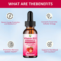 Gouttes liquides de vitamine B12 OEM ODM 10000mcg folate vitamine D3 calcium stimuler le métabolisme pour les adultes supplément complexe de vitamines