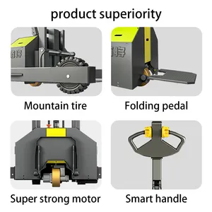 Penjualan terlaris kualitas tinggi 2 ton 24V semua medan Empilhadeira LA15 Self Loading Stacker truk Forklift listrik