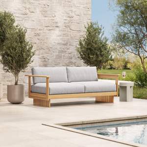 Sofá de Madera de Teca Sólida para Patio, 2 Plazas, Color Personalizado, Muebles de Jardín con Brazos, Venta Caliente en China - Product Image 1