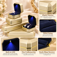 Boîte d'emballage cadeau de luxe JMjermyn en gros pour bijoux, avec lumière LED, taille personnalisable, logo, finition plastique et caoutchouc, fermeture à couvercle