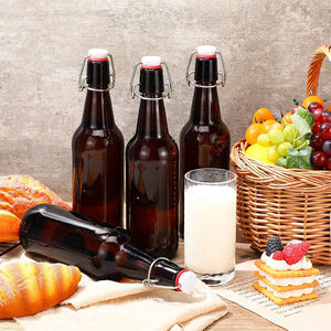 Hổ phách màu sắc rõ ràng Glass rượu bia chai cho uống bia Trung Quốc nhà máy giá với Flip-Top - Product Image 2