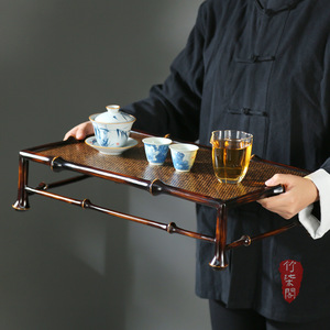 Bamboo <b>Tea</b> <b>Tray</b> With Woven Surface For <b>Tea</b> Serving Residential Use - Product Image 1