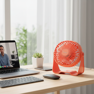 Mini ventilatore da tavolo arancione ricaricabile USB 3W 15cm (GSC 300010031) - Product Image 3