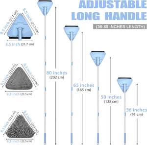 Limpiador de fregona de pared larga, herramienta de techo plegable de 180 grados, fregador de zócalo triangular, 4 plumero de chenilla, 2 almohadillas de microfibra, limpieza - Product Image 3