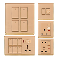 Interruptores y Enchufes de Pared para Pasillo y Porche, 5 Interruptores y 1 Enchufe, 10A, Material de PC, Eléctrico para el Hogar