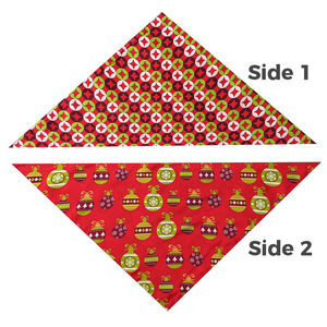 وشاح للكلاب لعيد الميلاد بطباعة مزدوجة الجانب، نمط شجرة عيد الميلاد وسانتا كلوز، مصنوع من البوليستر للصيف - Product Image 2