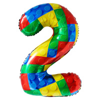 Ballons en forme de blocs de construction flottants à l'hélium de 32 pouces, ballons en mylar numériques pour la décoration de fête d'anniversaire pour enfants