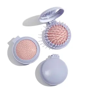 Saiyii Hot Selling Mini Plastic Opvouwbare Pocket Kam Reizen Opvouwbare Kids Haarborstel Met Make-Up Spiegel