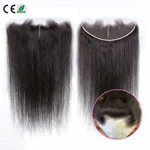 Cierre frontal de encaje HD en forma de <span class=keywords><strong>M</strong></span> 13x4, frontal HD <span class=keywords><strong>100</strong></span>% cabello virgen liso sin procesar, tejido de cabello de 8-30 pulgadas, cierre atado <span class=keywords><strong>a</strong></span> mano - Product Image 1
