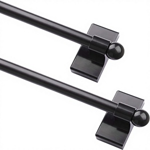 Tringles à rideaux magnétiques réglables multi-usages <span class=keywords><strong>pour</strong></span> portes, fenêtres, boîtes à outils, 9-16 pouces, installation facile, lot de 2, noir - Product Image 1