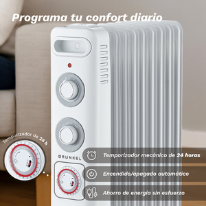 Radiateur électrique Grunkel 2000W 9 éléments avec minuterie programmable, chauffage portable - Product Image 5