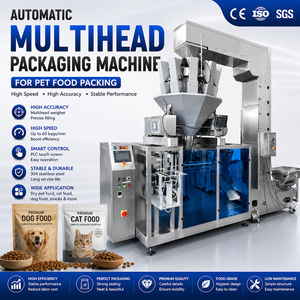 Machine d'emballage automatique pour aliments pour chiens et chats, équipement de remplissage et de scellage de sachets préformés Doypack pour l'emballage de granulés d'aliments pour animaux de compagnie - Product Image 1
