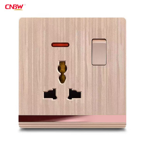 CNBW Wall Switch <strong>Socket</strong> Factory Mid East Top Selling Big Button Brushed 16A <strong>UK</strong> Standard Light Switch Electric Power Wall Outlet - Product Image 5