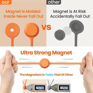 Kabel Pengikat Magnetik Silikon yang Dapat Digunakan Kembali 2-UKURAN Kombinasi (4pcs 2.95 inci 10pcs 7.68 inci) Magnet Kulkas Pengikat Kabel Serbaguna - Product Image 2