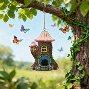 עמיד תליית שרף <span class=keywords><strong>birdhouse</strong></span>-אמריקאי תפאורה עם ציפור נוקב עבור חצר אחורית - Product Image 3