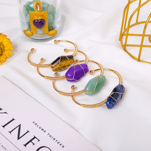 All'ingrosso pietra di cristallo naturale guarigione dorato filo di ametista bara braccialetto fatto a mano di cristallo lucido bracciale per i regali - Product Image 5