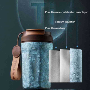 Wholesale Custom 420ml Business Gift Ultralight Portable Travel <b>Double</b> <b>Wall</b> Vacuum Insulated Pure Titanium Coffee <b>Cup</b> with Lid - Product Image 4