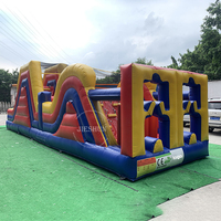 Château gonflable rouge d'extérieur pour enfants, course d'obstacle commerciale, rouge, bon marché,