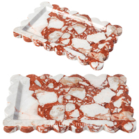 Plateau en marbre rouge Calacatta, marbre naturel, présentoir à bijoux, plateau à dessert, décoration intérieure, présentoir de rangement en marbre, cadeaux de mariage