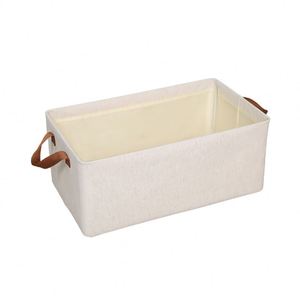 Durable Foldable <b>Fabric</b> <b>Storage</b> <b>Box</b> with Leather Handles Modern Minimalist Design <b>for</b> Bedroom Closet Organization Hua Cheng - Product Image 1