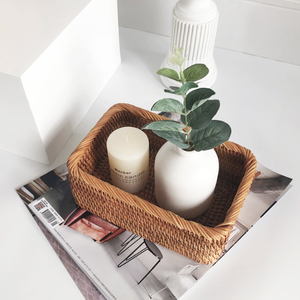 Çevre dostu doğal el dokuma dikdörtgen Rattan depolama sepeti oturma odası yatak odası masaüstü aperatif Neatening saklama kutusu sepeti - Product Image 5