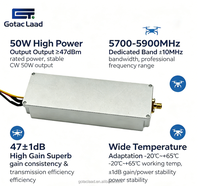 Amplificateur RF GAN 50W 5700-5900MHz avec source de signal numérique intégrée, amplification de génération RF, SMA-F, protection de sécurité Gotac
