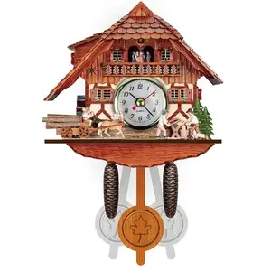 Hot Classic Living Room Home Cuckoo Quartz Vintage Handcraft Wooden Wall Clock Home Decor