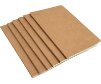 Cahier de 30 feuilles de format A5 (5.5 "x 8.3"), couverture souple marron, carnet de notes, journal intime, mémo, imprimé