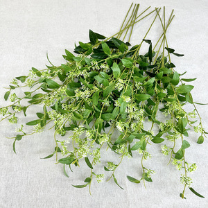Plante artificielle en feuilles de houx perlées, 103 cm, blanc et vert, en caoutchouc souple, décoration d'intérieur, décoration de bureau, arrangement floral - Product Image 3