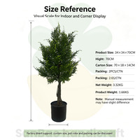 Cyprès artificiel à sommet incurvé H70cm, plante verte artificielle en pot pour la maison, le bureau, la table, le balcon, la cour, la véranda, la décoration