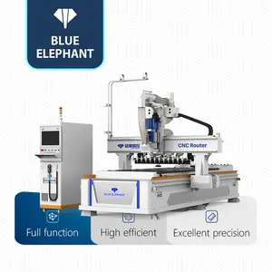 最高のネスティングCNC 1325 1530 ATC3軸CNC切断機ウッドブルーエレファント木製ドア彫刻・穴あけ機