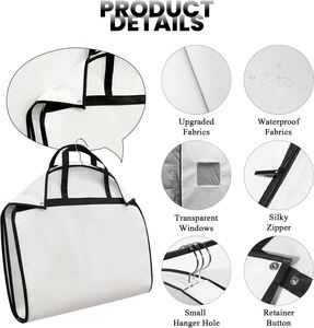 Housse de robe de mariée pliable personnalisable avec logo, housse anti-poussière pour robe avec fermeture éclair latérale, housse de robe de mariée pliable en non-tissé - Product Image 2