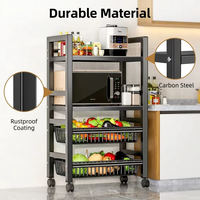 Chariot de rangement de cuisine en fil métallique, étagère robuste pour préparation alimentaire, support pour four à micro-ondes, étagère de rangement pour épices de cuisine