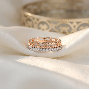 Anillo Victoriano Vintage de Dos Tonos, Delicado y Moderno, al por Mayor, en Oro Sólido de 18K con Diamantes Naturales Reales - Product Image 4