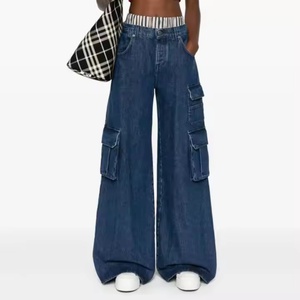 Nouveau design d'automne : Jean baggy pour femme, style streetwear hip-hop, 100% coton, délavé à l'acide, multi-poches, cargo, en denim. - Product Image 2